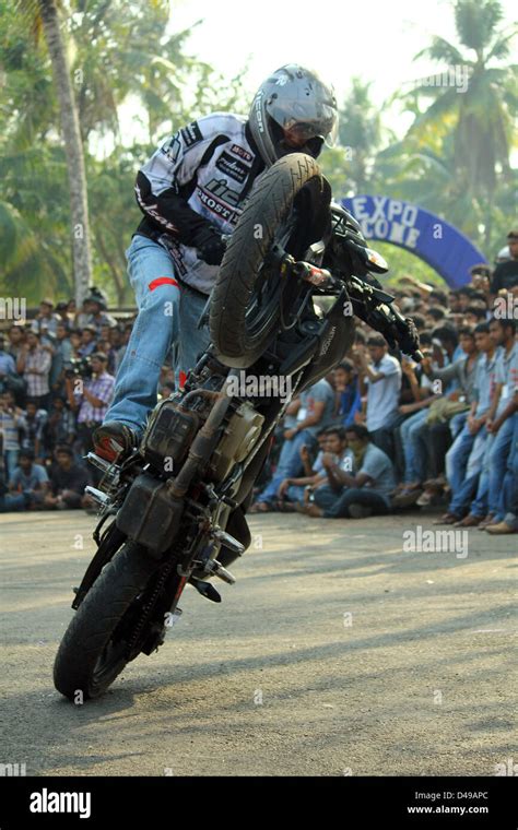kerala based ghost ryderz performing bike stunts stock photo alamy