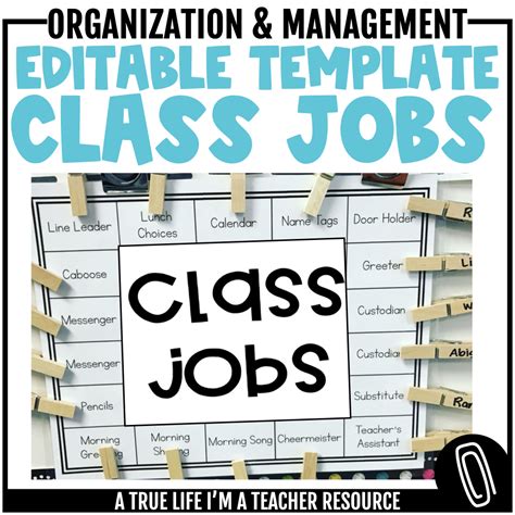 class jobs template editable class jobs classroom job chart