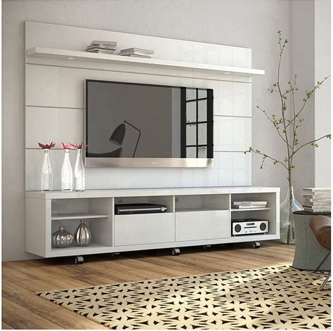 tv stand  floating wall  led lights  white gloss tv
