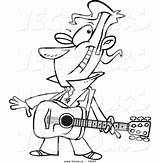 Guitarist Winking Coloring Outlined Toonaday Vecto Leishman sketch template