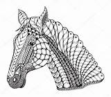 Zentangle Horse Head Stylized Vector Illustration Zen Line Stock Freehand Pencil Shutterstock Depositphotos sketch template