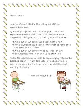 standardized test letter  parents     resources tpt