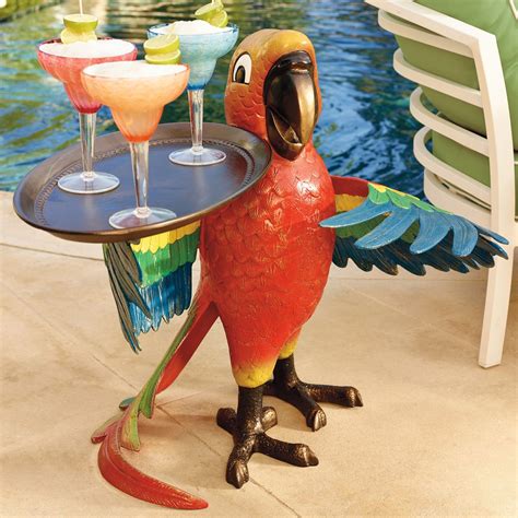 drink serving parrot butler  green head