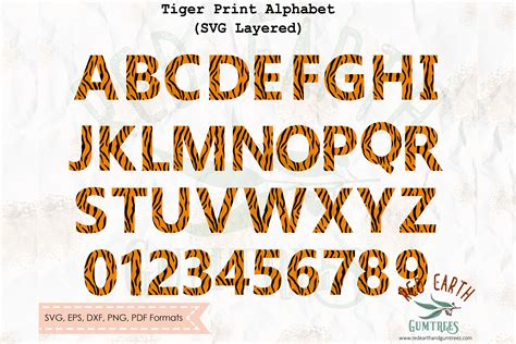 tiger print letters alphabet svg png eps dxf file