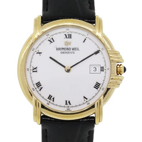 raymond weil  electroplated yellow gold white roman dial
