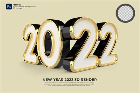 Premium Psd 2022 New Year 3d Render Gold