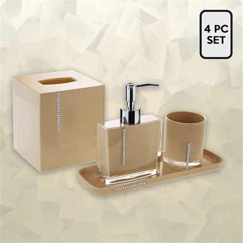 decozen bathroom accessories set crystal beige decoration bath