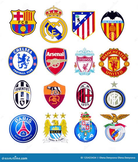 european football clubs logo editorial stock image illustration  logotype madrid