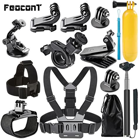 action camera accessories kits  gopro session exterior camera mounts  pro  straps mounts