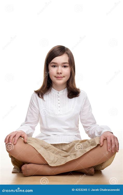 girl sitting stock image image  charming positive