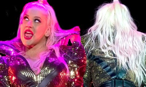 christina aguilera wears a collection of racy leotards as she puts on