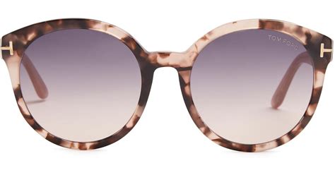 tom ford philippa round frame acetate sunglasses in brown lyst
