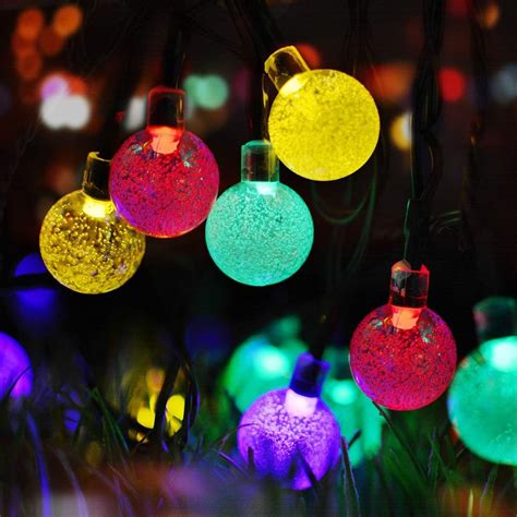 led solar string multicolor bubble ball string lights    outdoor christmas