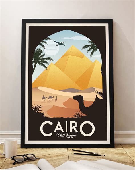 cairo vintage travel poster cairo travel poster egypt poster travel