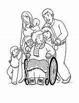 Coloring Wheelchair Helping Coloringsky Grootouders Silhouette Familie sketch template