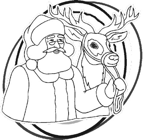 santa  rudolph coloring book page santa  reindeer coloring page