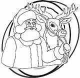Coloring Santa Rudolph Reindeer Christmas Claus sketch template