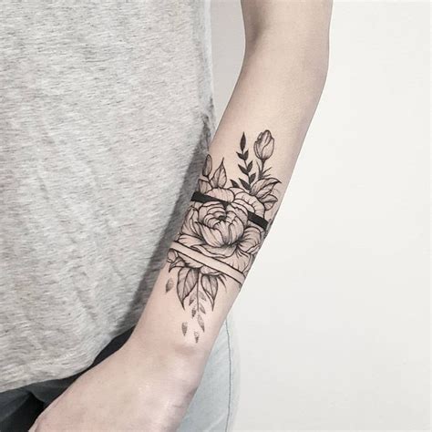 Peony And Tulips Floral Bracelet Děkuji Art Ink Tatts Tattoos