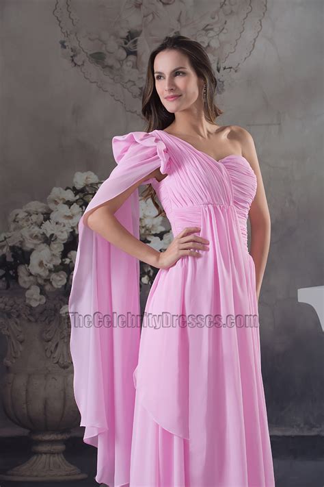 hot pink one shoulder chiffon prom dress evening formal gown thecelebritydresses