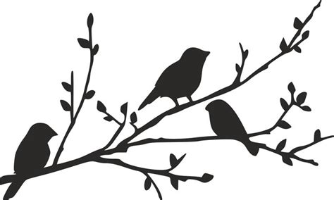 Birds On Branch Silhouette Stencil Dxf File Free Download