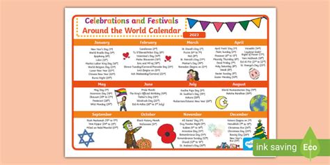 diversity calendar festivals  celebrations twinkl