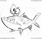 Fish Monster Clipart Illustration Cartoon Royalty Toonaday Lineart Outline Vector sketch template