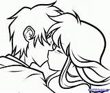 Anime Kissing Couple Drawing Drawings Kiss Coloring Couples Pages Easy Boy Girl Cute Draw Pencil Clipart Color Line Simple Valentines sketch template