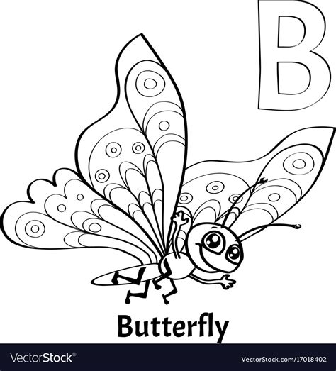 alphabet letter  coloring page butterfly vector image