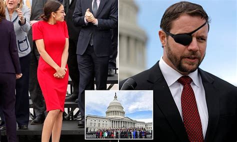 alexandra ocasio cortez takes center stage and is joined by new dan crenshaw on capitol steps