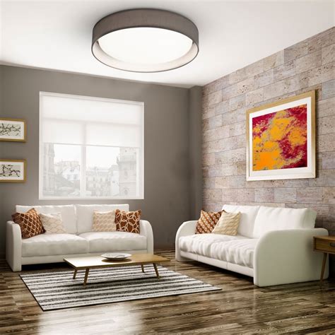 searchlight modern  led flush ceiling light  grey shade fitting style  dusk lighting uk