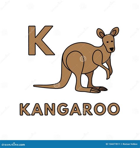 vector cute cartoon animals alphabet kangaroo illustration stock