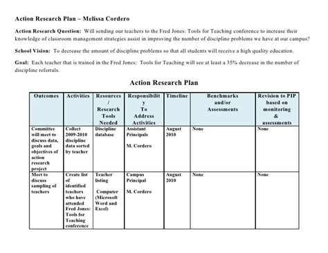 action research plan    research action plan examples