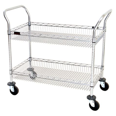 eagle group wbcc      shelf chrome utility cart  wire basket shelves