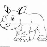 Rhino Baby Coloring Pages Cute Cartoon Drawing Adult Line Colouring Getcoloringpages sketch template