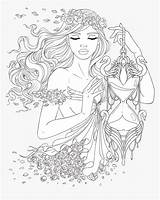 Pages Coloring Printable Book Colouring Adults Line Girl Artsy Transparent Pngitem sketch template