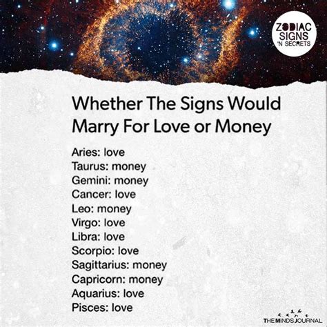 whether the signs would marry for love or money zodiac signs aquarius