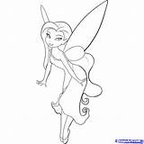 Fairy Tinkerbell Draw Coloring Disney Drawing Silvermist Easy Pages Cartoon Drawings Step Fairies Friends Water Learn Kids Sketches Silver Colouring sketch template