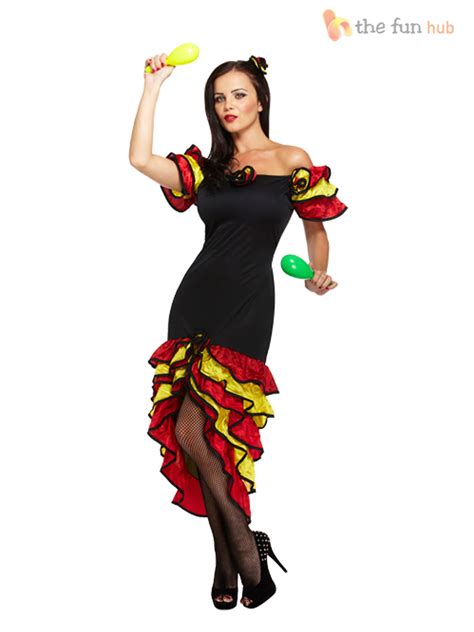 ladies spanish flamenco fancy dress rumba salsa mexican national dancer