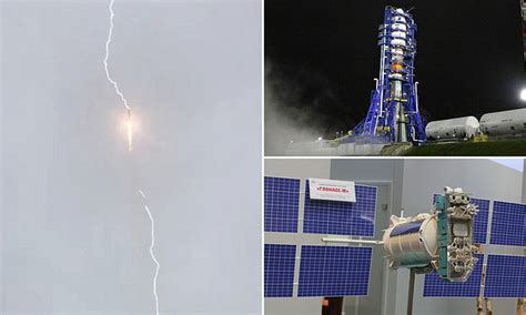 electrifying footage shows the moment lightning strikes a russian soyuz