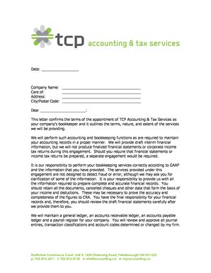 printable engagement letter template  accountants forms