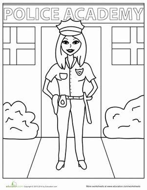police  worksheet educationcom kindergarten coloring pages