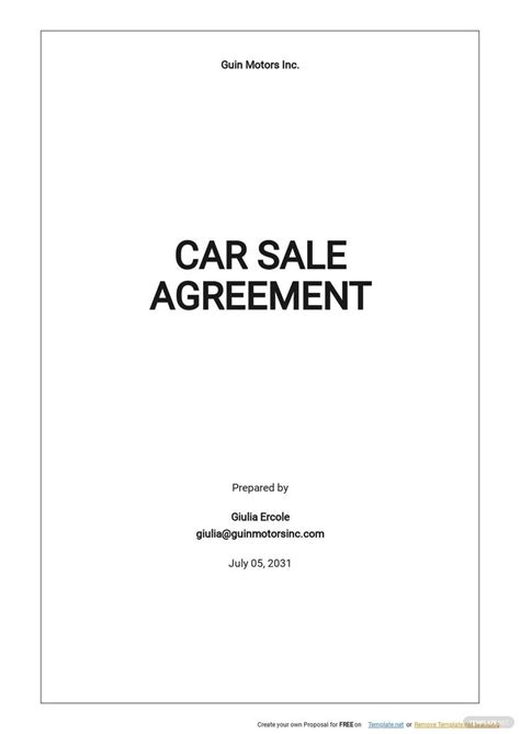 car sale agreement  microsoft word  templates