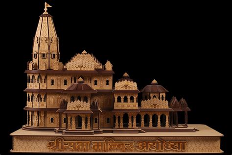 shri ram mandir ayodhya  model wooden temple hand crafted decorative