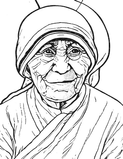 mother teresa catholic coloring page