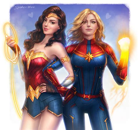 Artstation Cute And Cool Wonder Woman And Captain Marvel