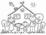 Family Coloring Pages Printable Happy Kids Color Easy sketch template