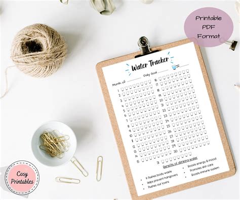 monthly water tracker printable template   etsy