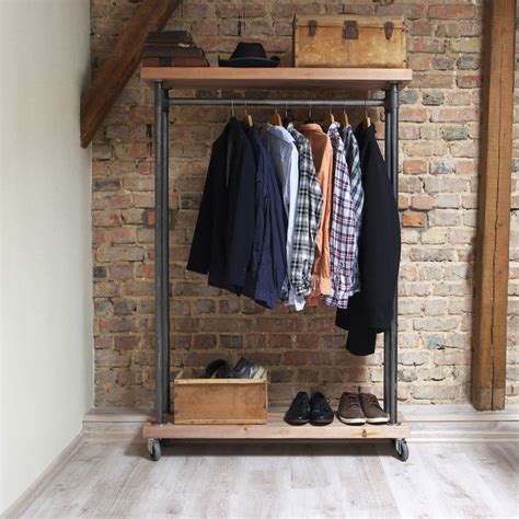 industrial style reclaimed wood clothes rail  cosywood