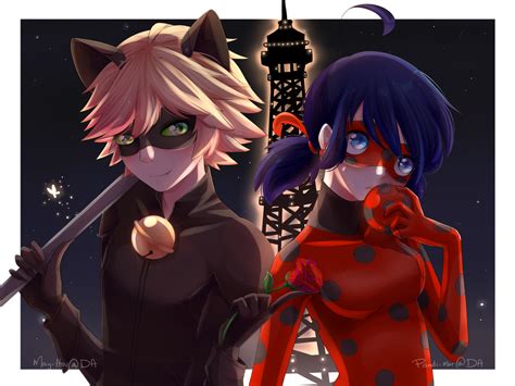 [collab] romantic night ladybug and chatnoir by may itou on deviantart