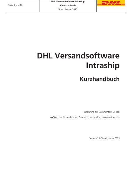 dhl versandsoftware intraship kurzhandbuch